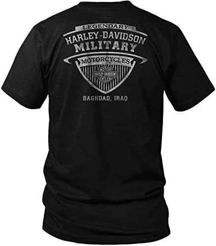 הצבא הארלי -דייווידסון - חולצת טריקו גרפית של הגולגולת השחורה של גברים - בגדאד | מְתוֹעָב